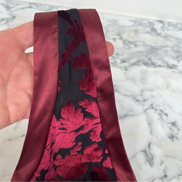 Free People Magic Hour Cami Maroon Red Burnout Velvet Satin Trim Medium - Picture 12 of 15